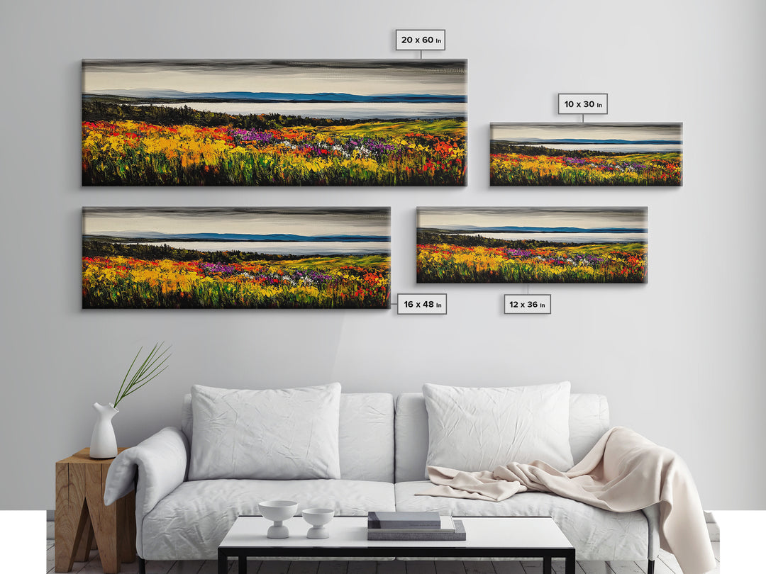 Mountain Meadow, Vibrant Landscape Art, Nature Painting, Framed Canvas Print, Fall Wall Art, Cabin Decor, Rustic Art