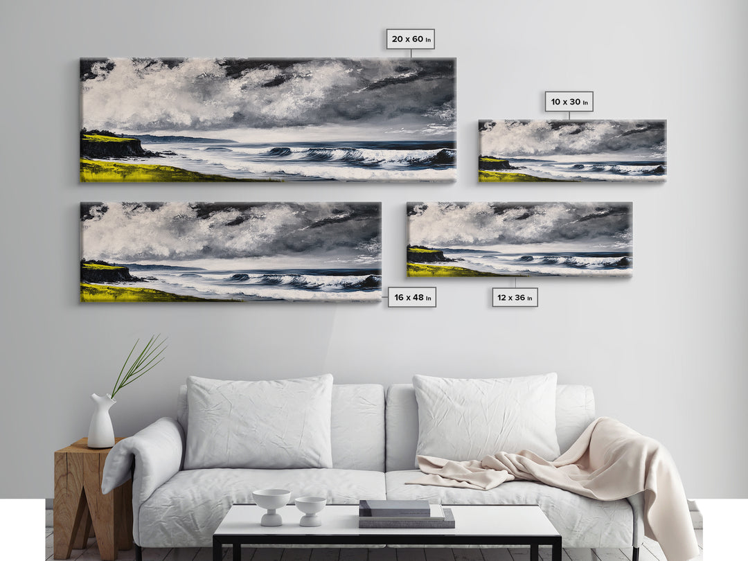 Stormy Waves, Coastal Landscape, Dramatic Ocean, Canvas Print, Nautical Wall Art, Beach House Decor, Seascape Painting, Living Room Art