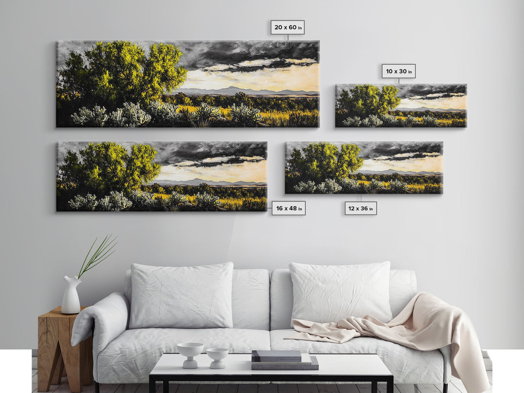 Desert Sunset, Cactus Landscape, Southwest Art, Nature Wall Decor, Framed Canvas Print, Earthy Home Decor, Rustic Western Art, Moody Wall Decor