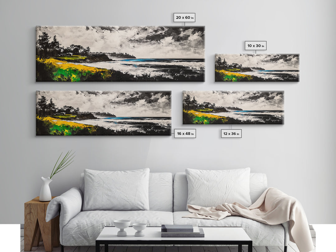 Coastal Cliffs, Stormy Beach, Framed Canvas Print, Ocean Landscape, Nautical Home Art, Black and White Coastal Print, Office Decor