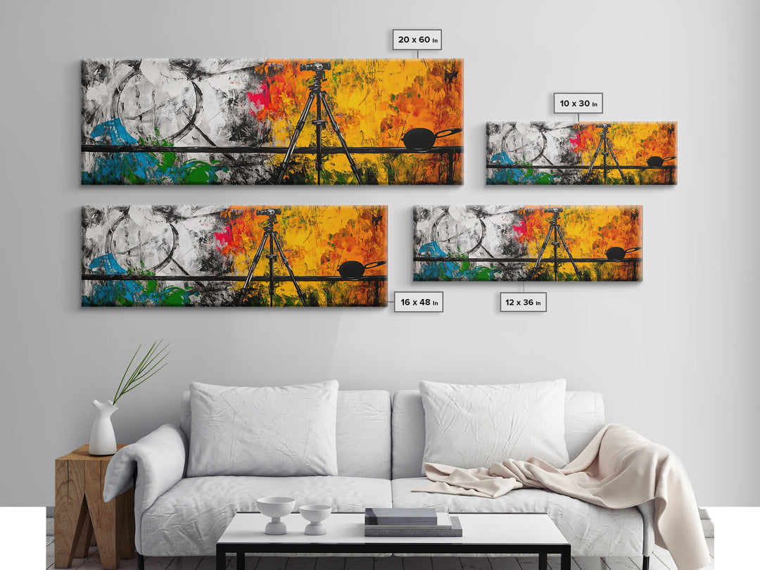 Photographer Tripod, Abstract Art, Framed Canvas Print, Artistic Studio Decor, Modern Wall Art, Creative Home Artwork, Gift Idea