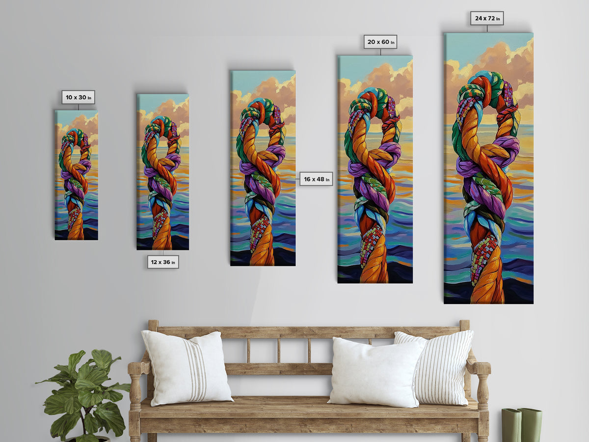 Nautical Rope, Abstract Art – Framed Canvas Print modern coastal wall art, vibrant marine themed decor, nautical nursery wall art, ocean painting