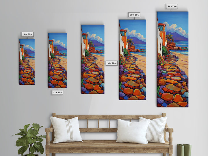 Beach, Pathway, Tropical, Coastal Homes Canvas Print, Vibrant Summer Landscape, Coastal Living Room Art, Oceanfront Wall Accent, Boho Beach Art