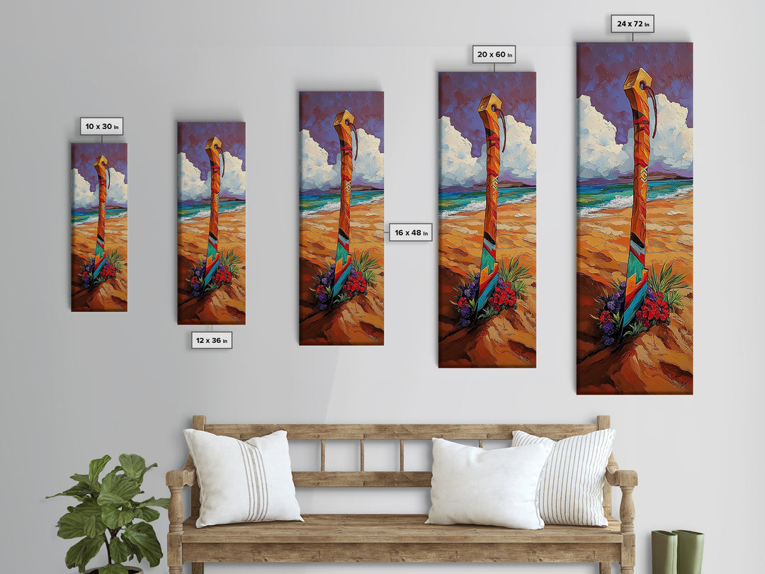 Beach Sword, Coastal Flowers, Tropical Beach Art, Vibrant Ocean Decor, Nautical Boho Style, Entryway Accent, Canvas Print