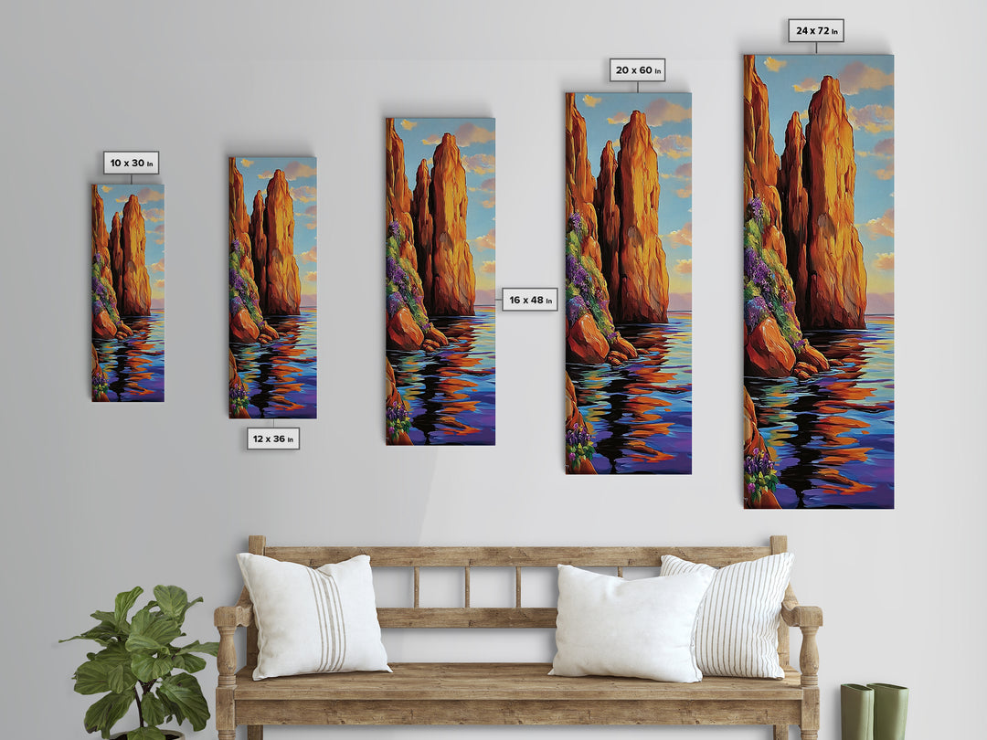 Cliffs, Ocean, Sunset, Majestic Seaside Rock Canvas Print, Bold Coastal Wall Art, Nature Lover Decor, Living Room or Office Art