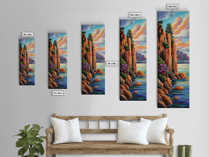 Ocean Cliffside, Pool, Waves, Framed Canvas Print, Tranquil ocean pool wall art, coastal seascape, tropical beach vibes, bathroom decor