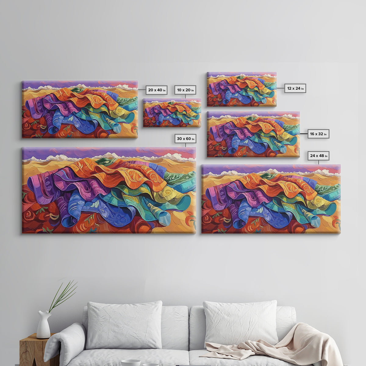 Blanket Desert, Colorful, Framed Canvas Print, Vibrant Serape Blanket Art, Southwestern Boho Wall Decor, Fall Entryway Art