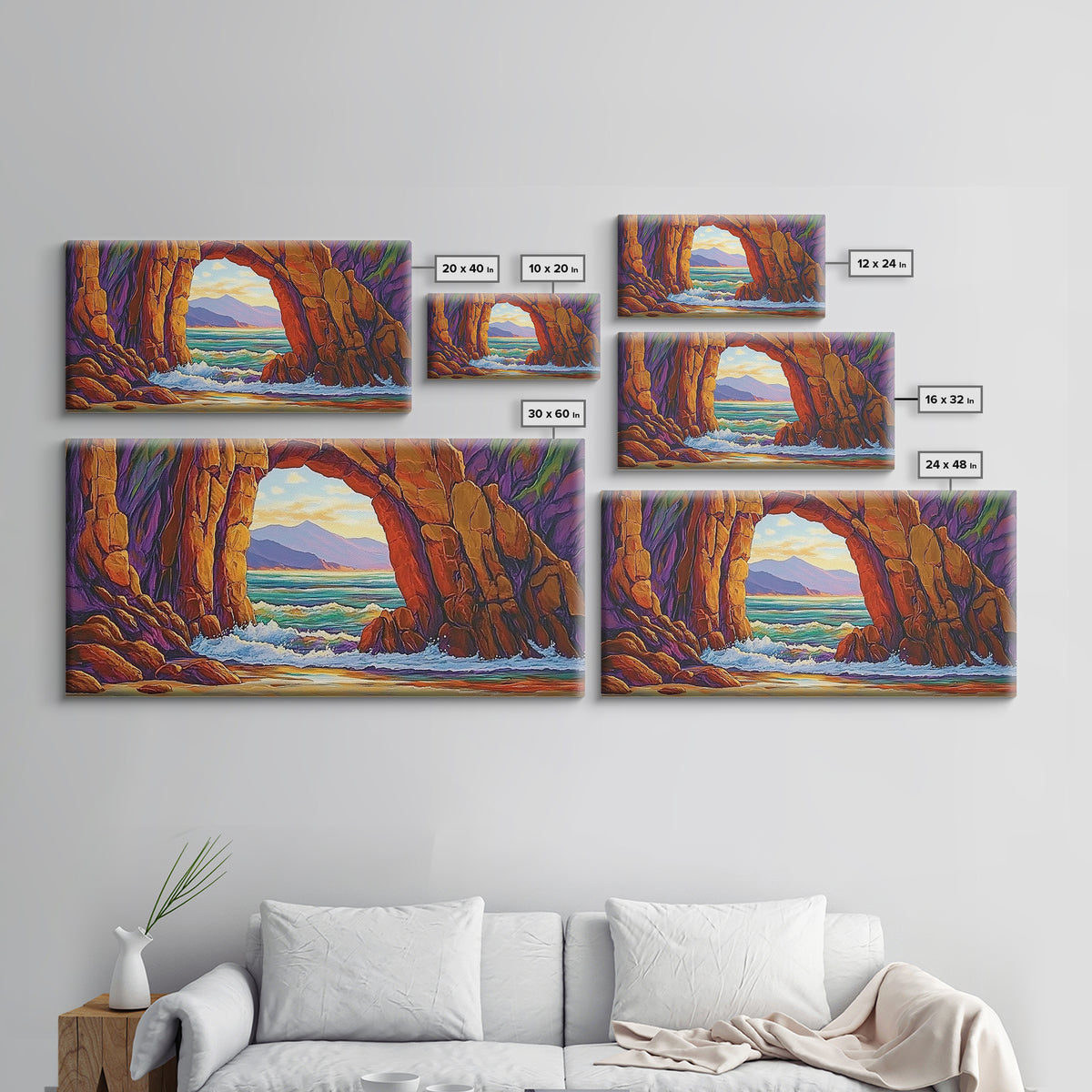 Archway Ocean, Rocks, Canvas Print, Coastal Decor, Beach House Landscape Art, Dramatic Seascape, Living Room Wall Art, Nature Painting