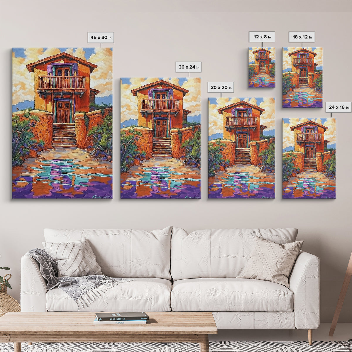 Adobe Desert, House, Framed Canvas Print, Rustic Southwest Wall Art, Earth Tone Adobe Home Decor, Boho Fall Art, Entryway Statement Piece