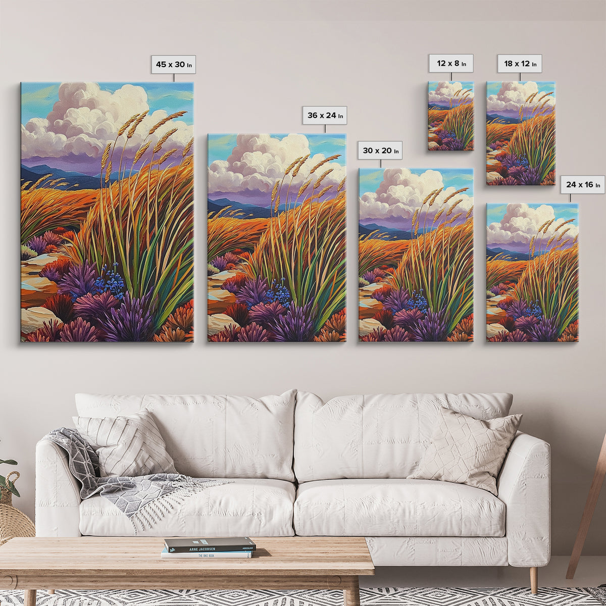 Autumn Prairie, Golden Fields, Windy Wheat, Nature Trail, Framed Canvas Print, Fall Wall Art, rustic farmhouse decor, cozy style