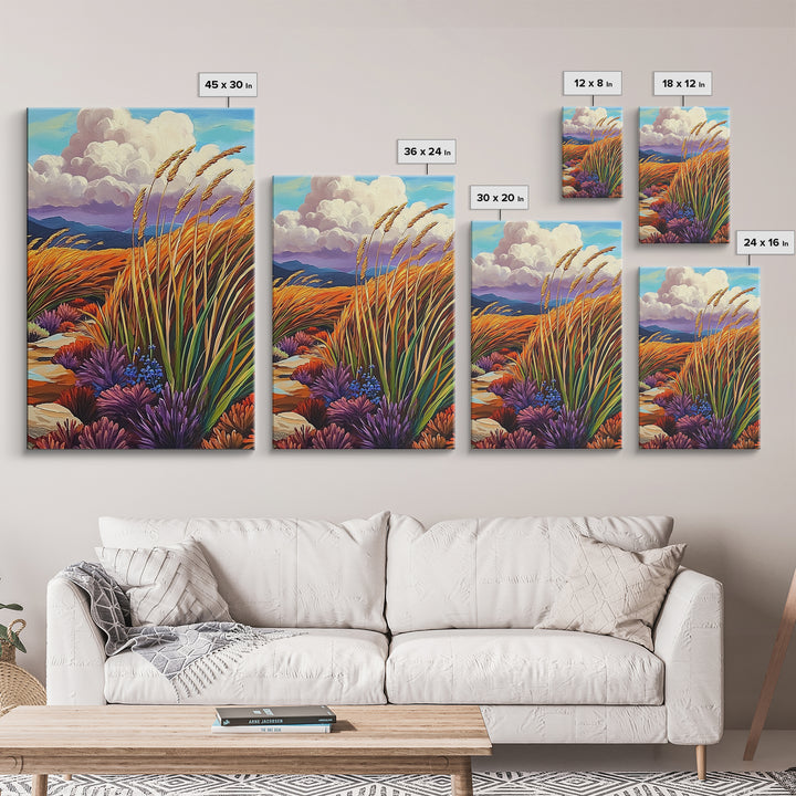 Autumn Prairie, Golden Fields, Windy Wheat, Nature Trail, Framed Canvas Print, Fall Wall Art, rustic farmhouse decor, cozy style