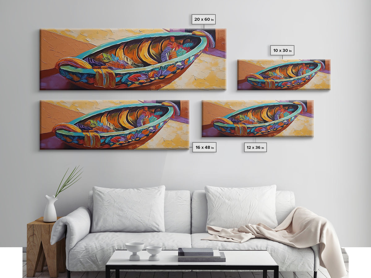 Colorful Fruit Bowl, Tropical Kitchen Art, Bright Banana Still Life, Framed Canvas Print, Boho Dining Room Wall Art