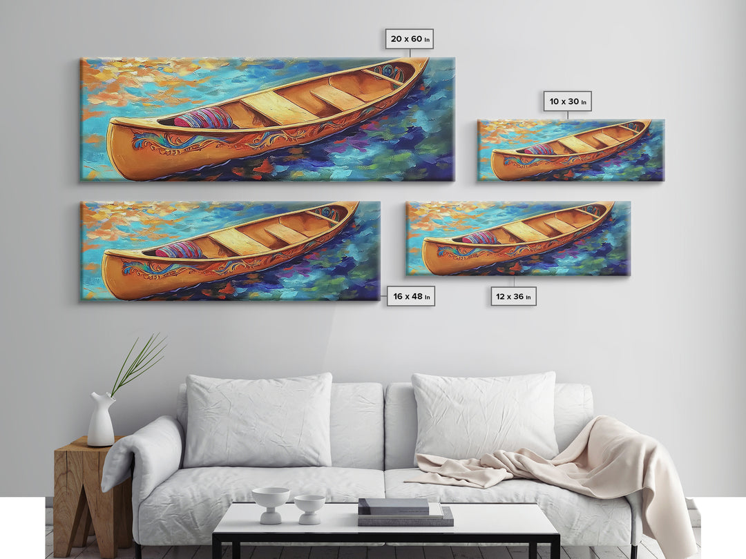 Canoe Reflections, Still Water, Nature Adventure, Relaxing Vibe, Canvas Print, Lake House Decor, Peaceful Boho Wall Art