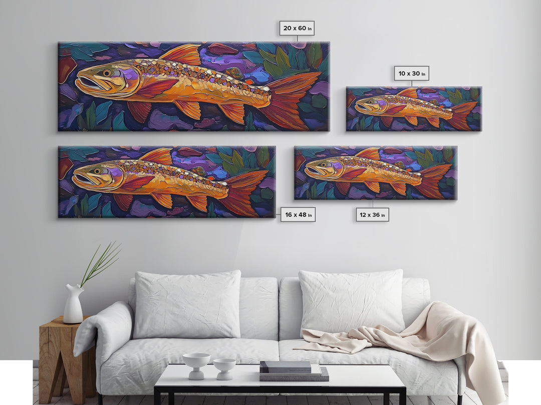 Golden Trout, Colorful Fish, Underwater Scene, Cabin Accent, Canvas Print, Fishing Lodge Decor, Rustic Nature Wall Art