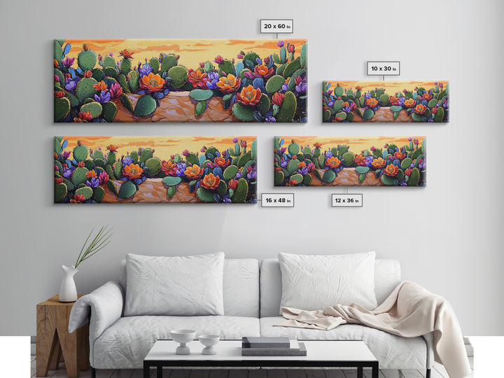 Cactus Garden Bloom, Southwest Succulent Art, Bright Floral Desert Scene, Framed Canvas Print, Kitchen Wall Art, Boho Botanical Decor