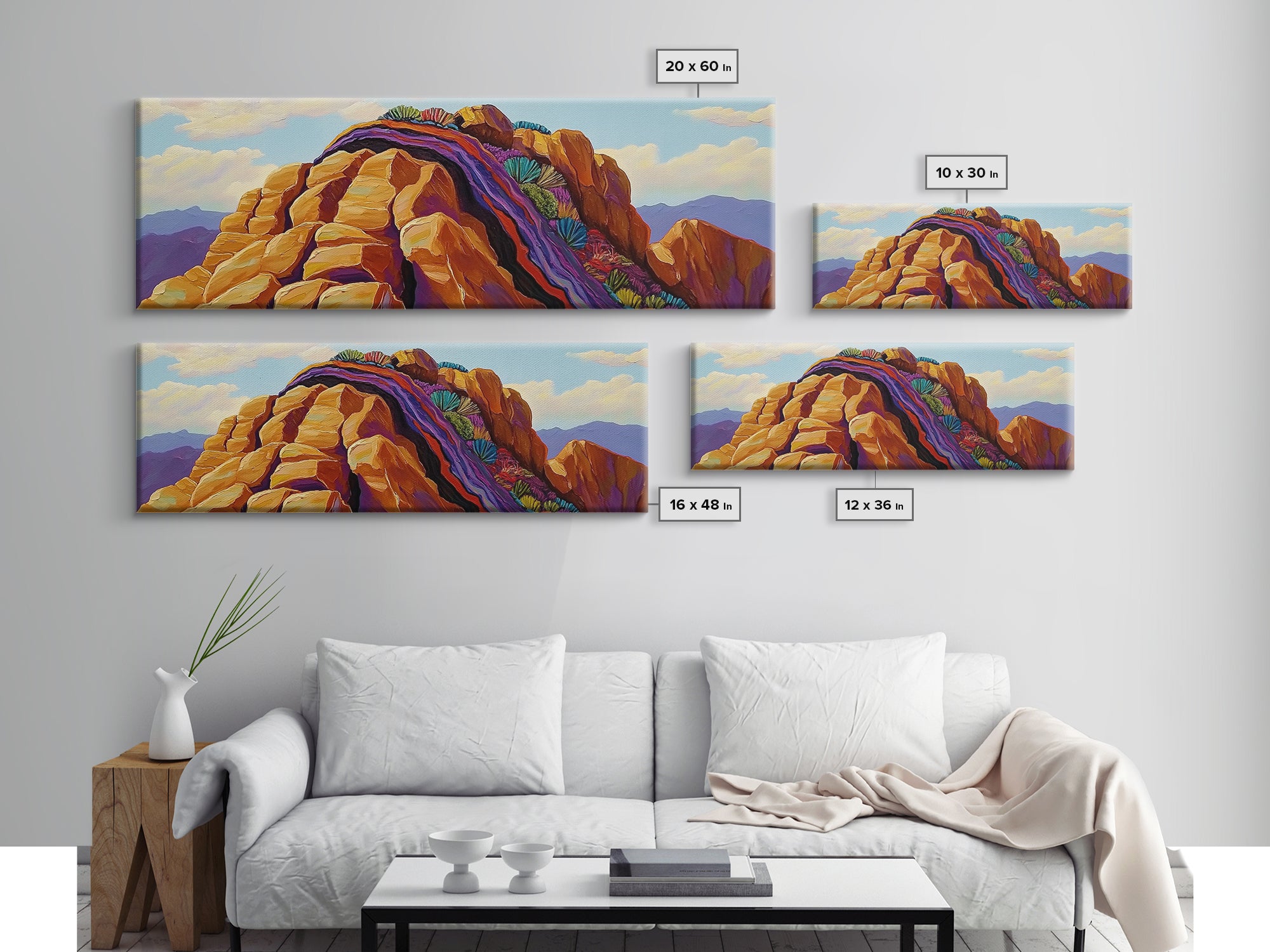 Rocky Mountain Peak, Colorful Cliffs, Nature Layers, Framed Canvas Print, Office Wall Art, Contemporary Landscape, Nature Inspired Art