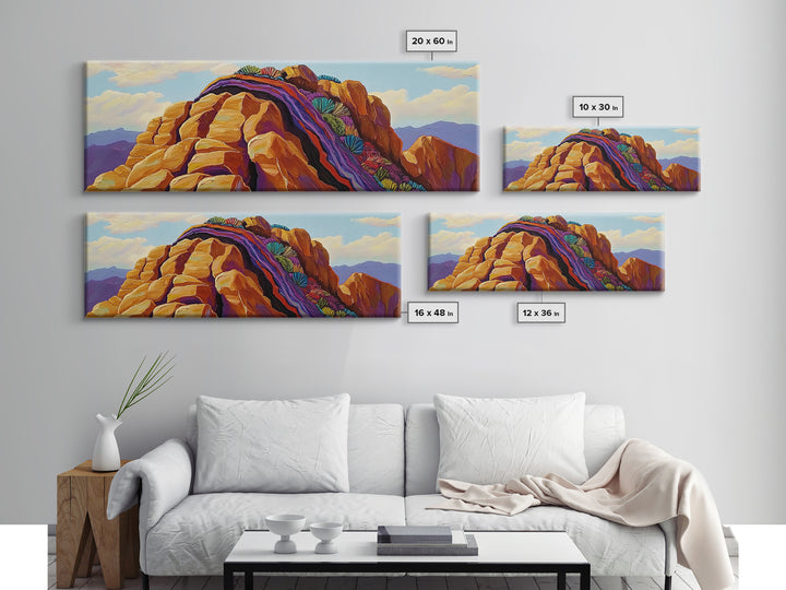 Rocky Mountain Peak, Colorful Cliffs, Nature Layers, Framed Canvas Print, Office Wall Art, Contemporary Landscape, Nature Inspired Art