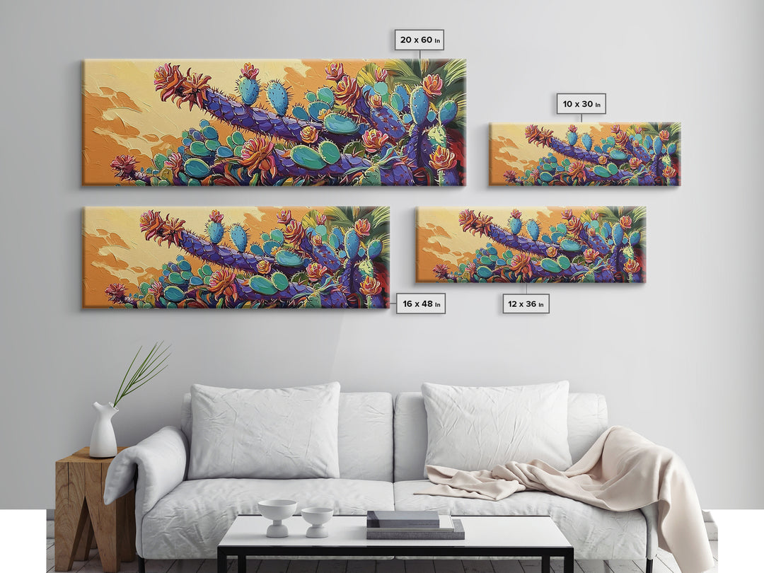 Cactus Bloom Field, Desert Botanical Art, Succulent Flower Print, Framed Canvas Print, Kitchen Wall Art, Vibrant Garden, Boho Decor