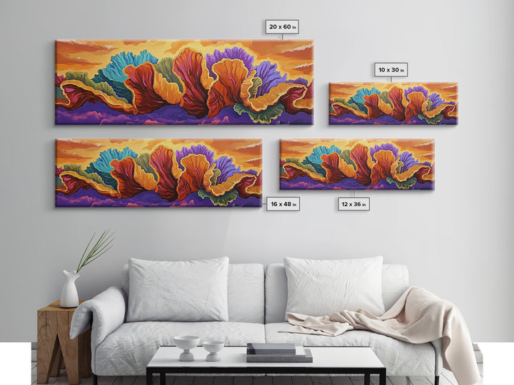 Abstract Coral, Ocean Fantasy, Vibrant Texture, Sunset Skies, Canvas Print, Coastal Wall Art, Beach Decor, Living Room Statement Art