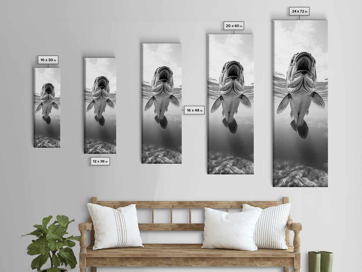 Underwater Fish, Marine Life, Ocean Perspective, Bold Wildlife, Aquatic Beauty, Framed Canvas Print, Kids Room Wall Art, Nautical Style Decor