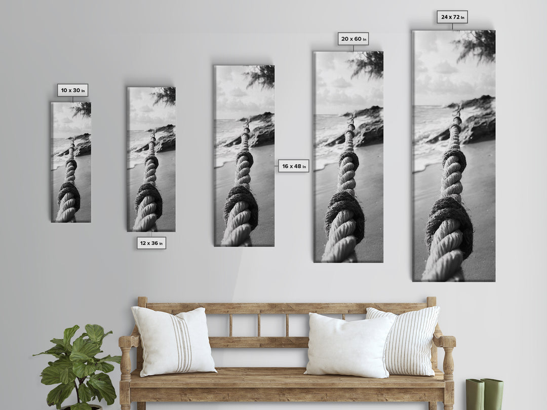 Nautical Rope, Coastal Focus, Rustic Texture, Canvas Print, Nautical wall art, Beach house decor, Minimalist bathroom art, Coastal bedroom print