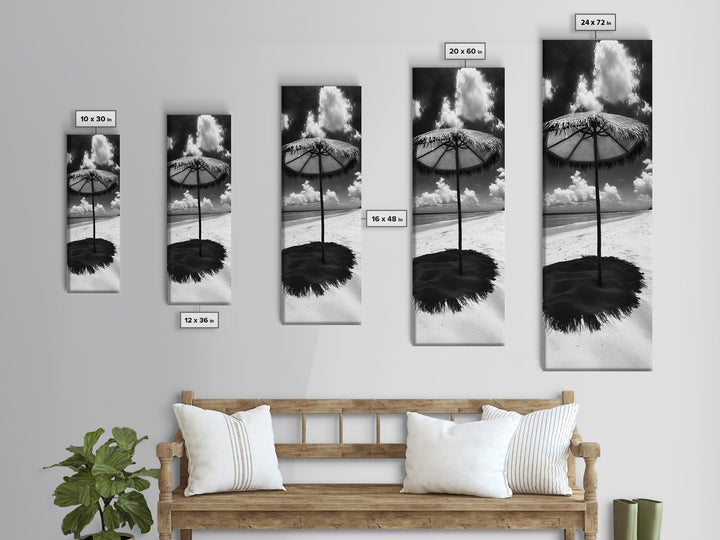 Beach Umbrella, Summer Shade, Ocean Serenity, Island Dreams, Coastal Peace, Framed Canvas Print, Living Room Wall Art, Boho Tropical Décor