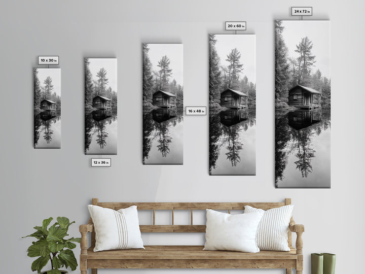 Cabin Reflection, Still Water, Forest Escape, Nature Retreat Art, Framed Canvas Print, Lakehouse Decor, Fall Cabin Scene, Cozy Rustic Wall Art