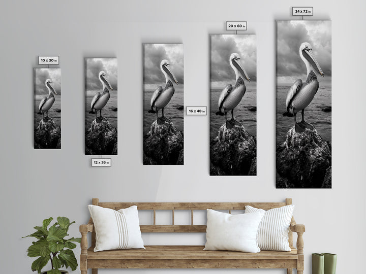 Coastal Bird Portrait, Ocean Wildlife, Nature Decor, Minimalist Art, Framed Canvas Print, Beach House Bathroom Wall Art, Living Room Art