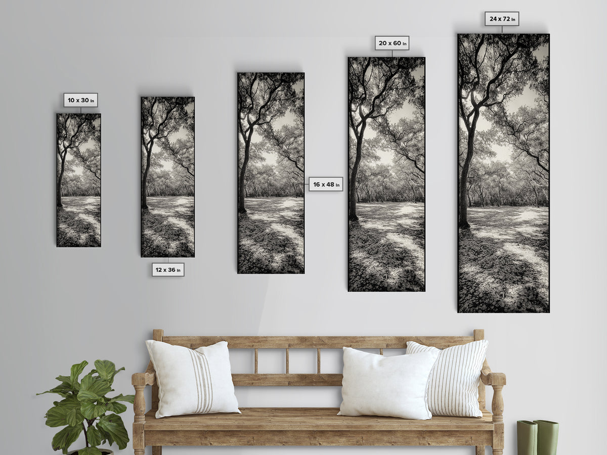 Autumn Forest Light, Peaceful Woodland Canopy, Fall Vibes Scene, Framed Canvas Print, Cozy Living Room Art, Entryway Wall Art