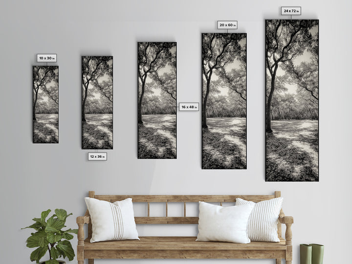 Autumn Forest Light, Peaceful Woodland Canopy, Fall Vibes Scene, Framed Canvas Print, Cozy Living Room Art, Entryway Wall Art
