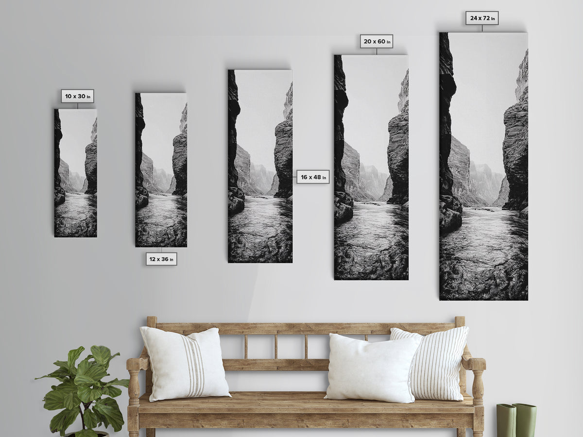 Canyon River, Rugged Passage, Rock Formations, Canvas Print, Nature Explorer Decor, Living Room or Cabin Rustic Wall Art, Bathroom Art