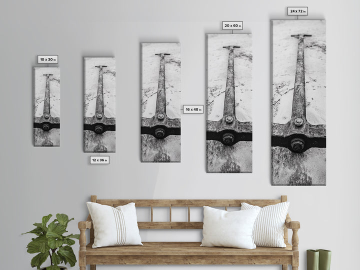 Rusted Anchor, Beach Texture, Metal Detail, Framed Canvas Print, Industrial Coastal Wall Art, Nautical Bathroom Print, Office Decor