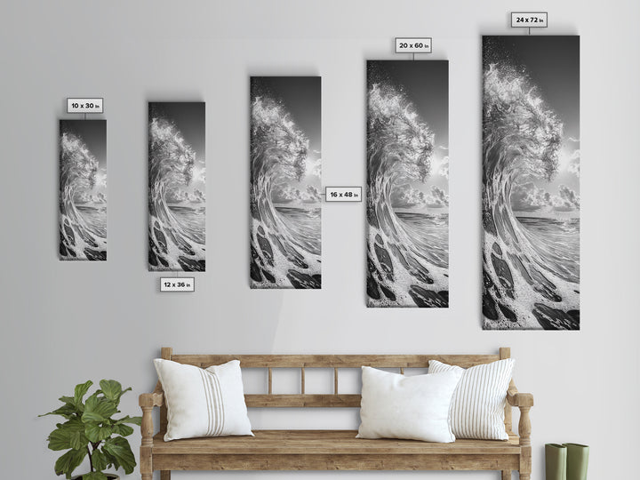 Ocean Wave, Splash Art, Dramatic Sea, Framed Canvas Print, Surfer Gift, Beach House Decor, Dynamic Water Scene, Nature Photography