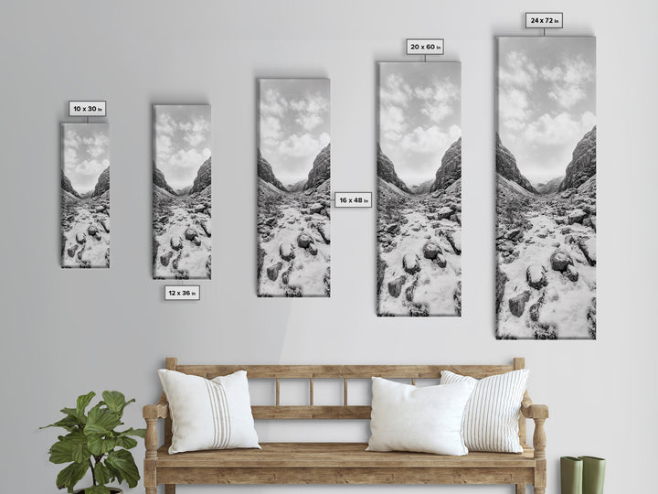 Snowy Pass, Winter Hike, Rocky Trail, Framed Canvas Print, Nature Lover Gift, Minimalist Mountain Art, Bedroom Wall Decor, Living Room Decor