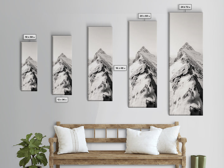 Alpine Peak, Snow Summit, Rugged Path, Canvas Print, Adventure Wall Decor, Minimalist Nature Art, Winter Landscape Photography