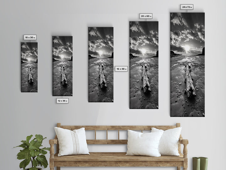 Driftwood Beach, Sunset Tide, Ocean Glow, Canvas Print, Fall Coastal Wall Art, Serene Nature Photography, Tranquil Living Room Decor