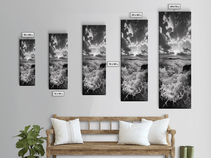 Ocean Splash, Dramatic Sunset, Crashing Waves, Sky Contrast, Canvas Print, Nautical Art, Coastal Bathroom Decor, Bold Seascape
