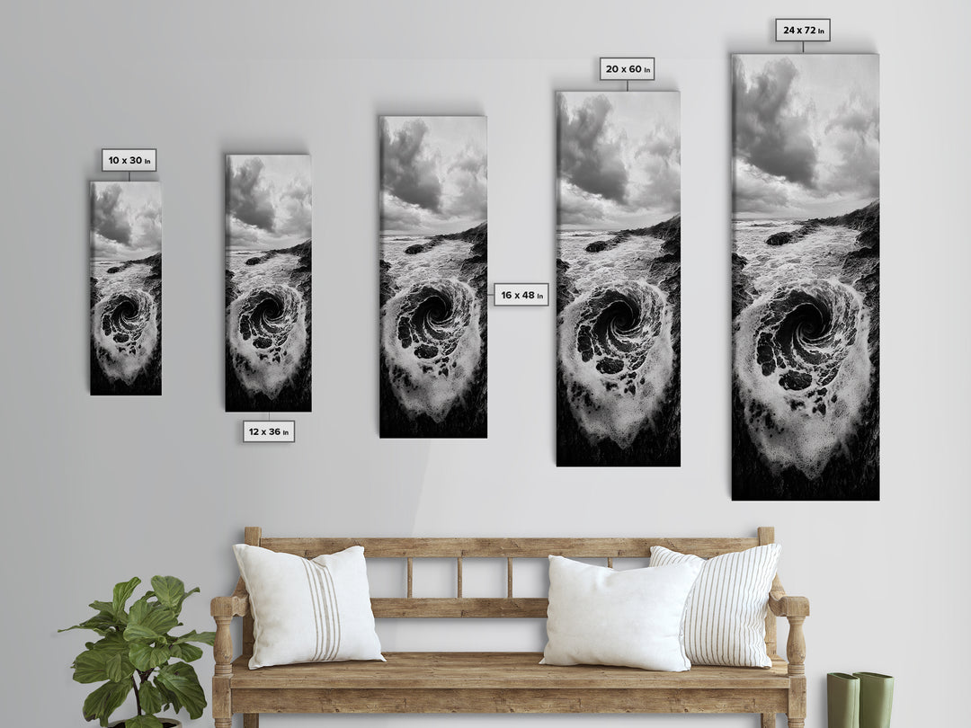 Ocean Vortex, Surreal Wave, Abstract Seascape, Dramatic Sea, Canvas Print, Statement Art, Modern Living Room Wall Art, Bold Decor