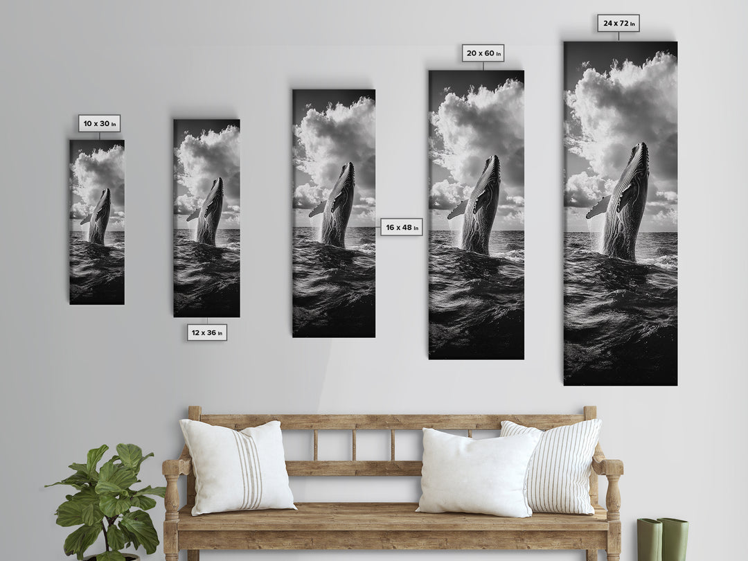 Breaching Whale Art, Ocean Wildlife Print, Marine Life Photography, Dramatic Sea Scene, Coastal Living Room Decor, Canvas Print
