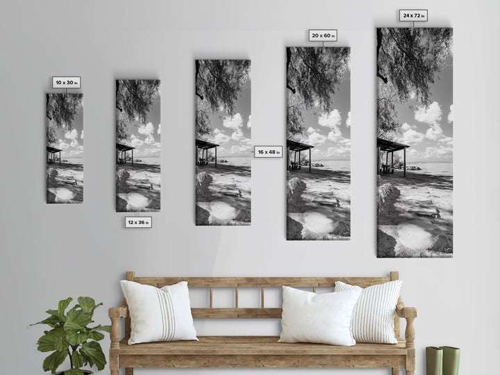 Coastal Bench, Ocean Peace, Nature Retreat, Minimal Landscape, Canvas Print, Zen Wall Art, Bedroom or Entryway Decor, Calm Beach Scene