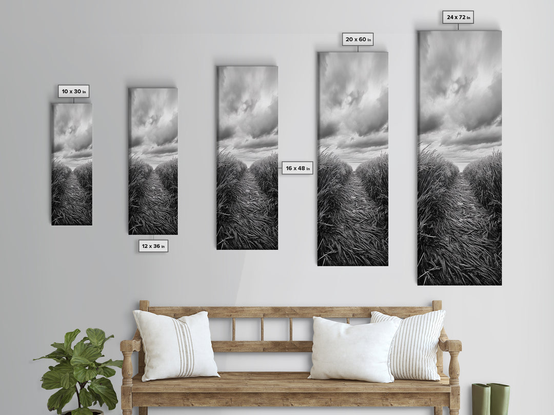 Wheat Field Trail, Countryside Autumn Path, Rustic Farm Landscape, Tranquil Earthy Wall Art, Bedroom or Hallway, Canvas Print