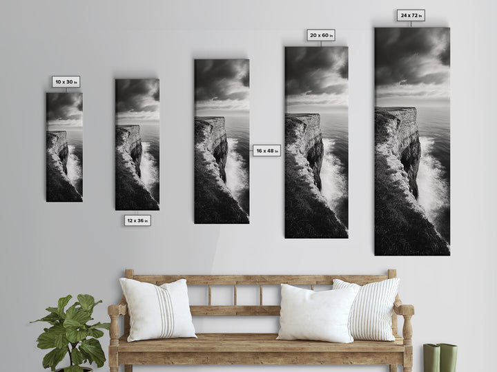 Coastal Cliff, Ocean Horizon, Nature Photography, Dramatic Skies, Framed Canvas Print, Modern Beach Wall Art, Minimalist Landscape Decor