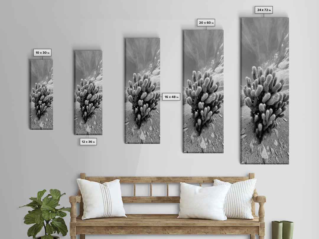 Desert Cactus, Nature Photography, Black White Art, Canvas Print, Boho Western Wall Decor, Modern Rustic Living Room Art, Nature Print