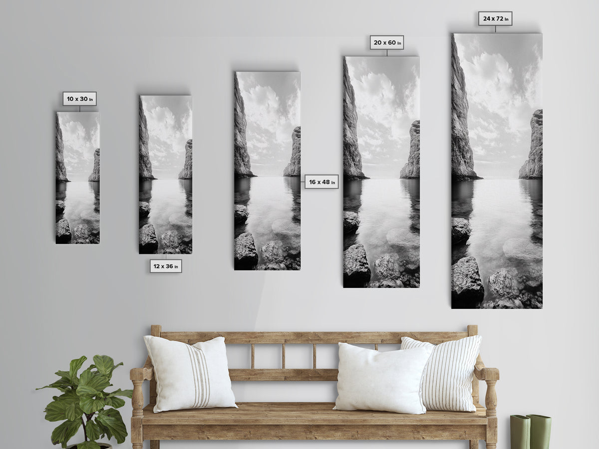 Peaceful Bay, Still Water, Coastal Reflections, Canvas Print, Zen Nature Wall Art, Tranquil Bathroom or Meditation Room Decor