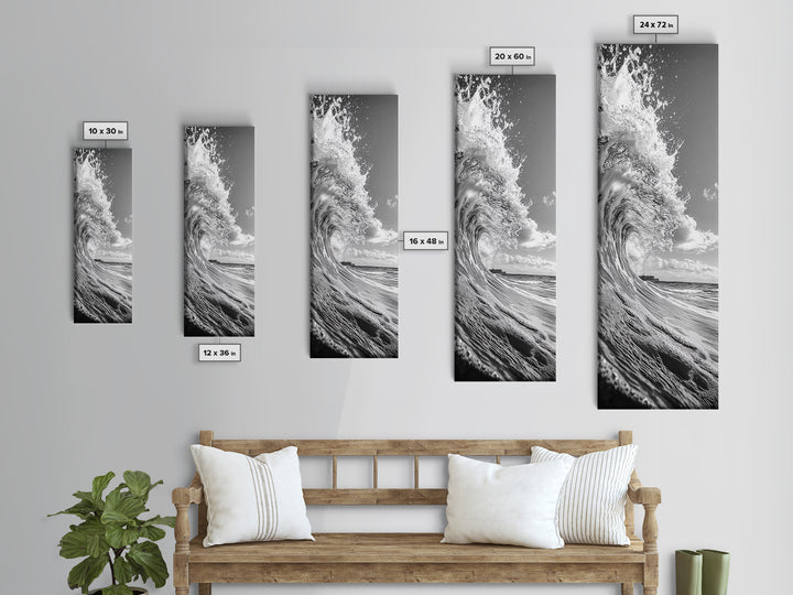 Curling Wave, Ocean Spray, Coastal Energy, Canvas Print, Surf Wall Art, Beach House Decor, Modern Minimalist Ocean Photography