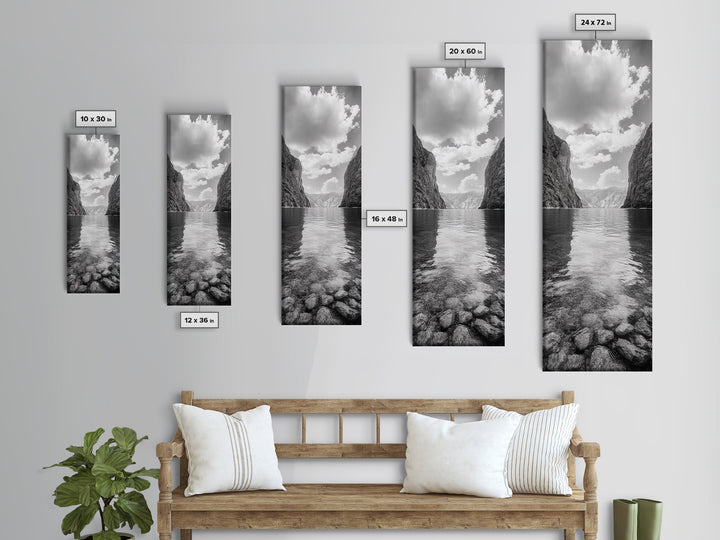 Canyon Lake, Majestic Water, Mountain Reflections, Nature Serenity, Minimalist Art, Canvas Print, Living Room Wall Art, Adventure Vibes