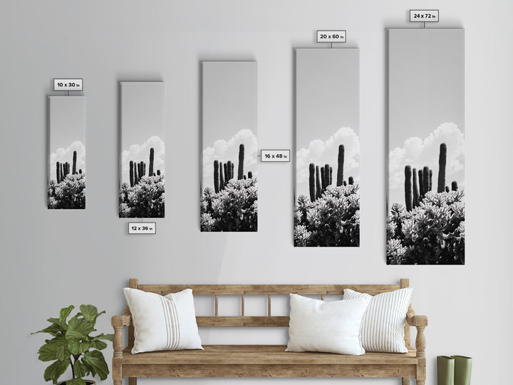 Cactus Cloudscape, Desert Plant Print, Southwestern Wall Decor, Minimalist Cactus Photography, Canvas Print, Boho Living Room Art