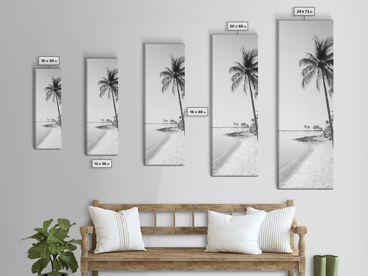 Coastal Palm Trees, Tropical Minimalist Print, Modern Beach Decor, Neutral Wall Art, Framed Canvas Print, Dining Room Summer Vibe