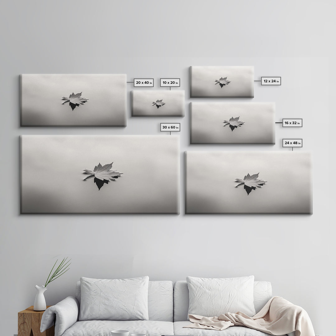 Autumn Leaf, Tranquil Water, Floating Serenity, Soft Tones Nature Art, Canvas Print, Fall Bedroom Wall Art, Minimalist Style