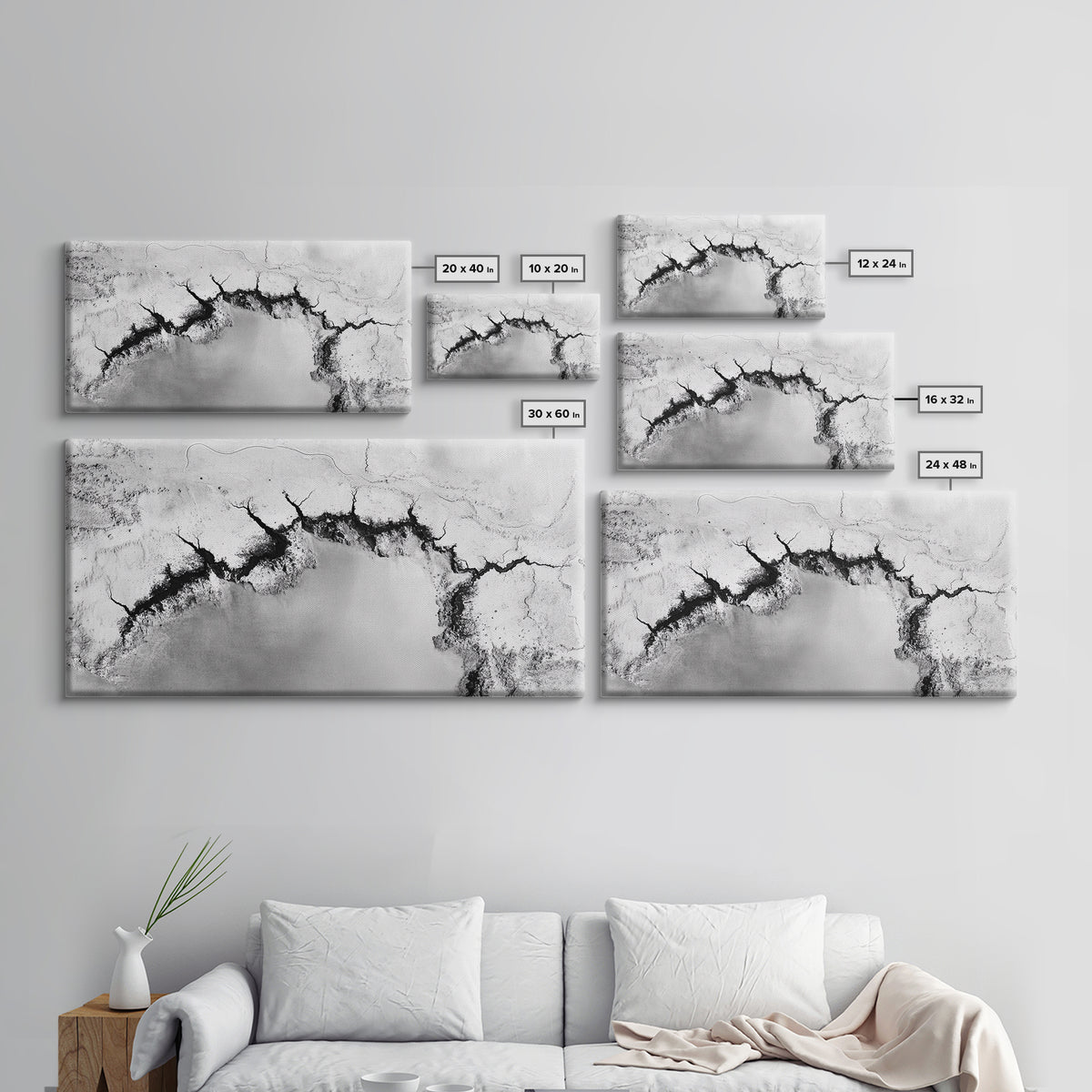 Aerial Desert, Cracked Earth, Modern Texture, Abstract Terrain, Canvas Print, Office Wall Art, Earth Tones, Contemporary Natural Art